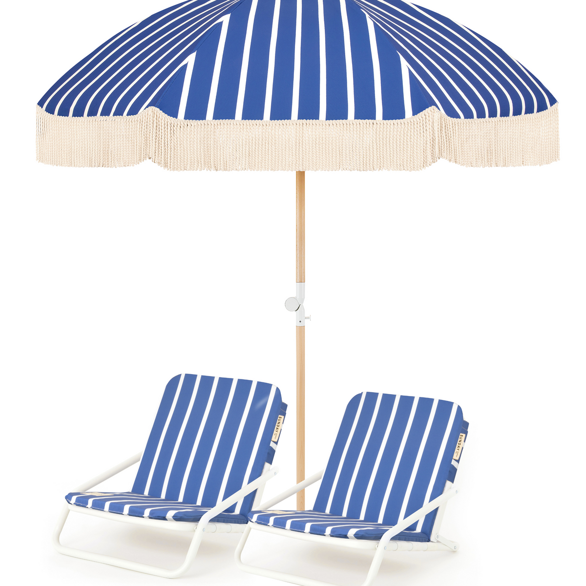 Seaside Beach Umbrella & Beach Chair Set